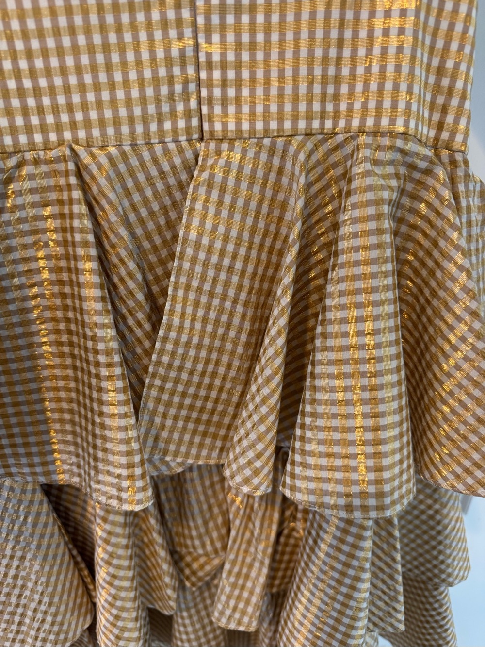 Carolina Constas Gold & White Gingham Helena Mini Dress | XS - Picture 5 of 6